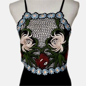 NWOT Cleobella Floral Embroidered Cutout Summer Dress Medium Adjustable Straps